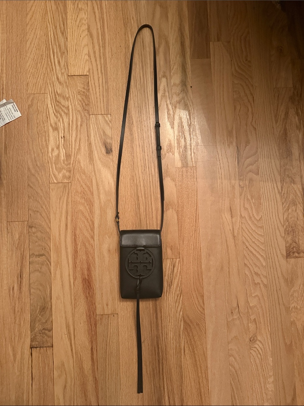Tory Burch Black Crossbody Phone Pouch with Tassel